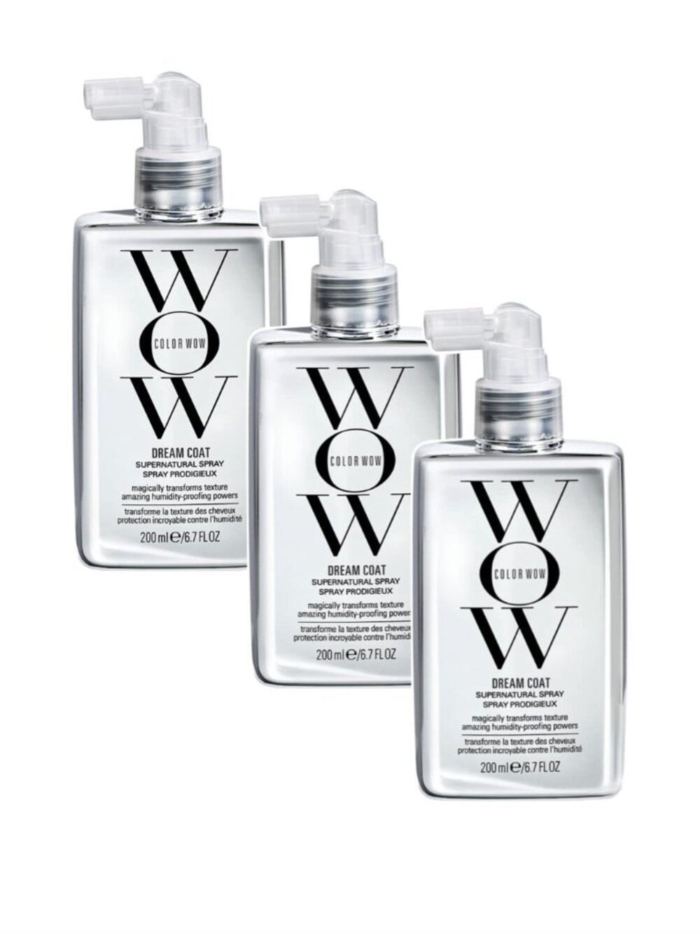 3x NEW COLOR WOW Dream Coat Supernatural Spray Full Size 6.7 Fl Oz Bundle Silver